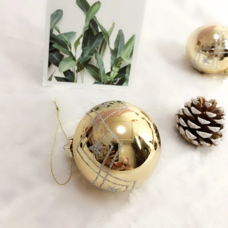 Christmas tree decoration glass 6.8cm gold powder ball set of 4