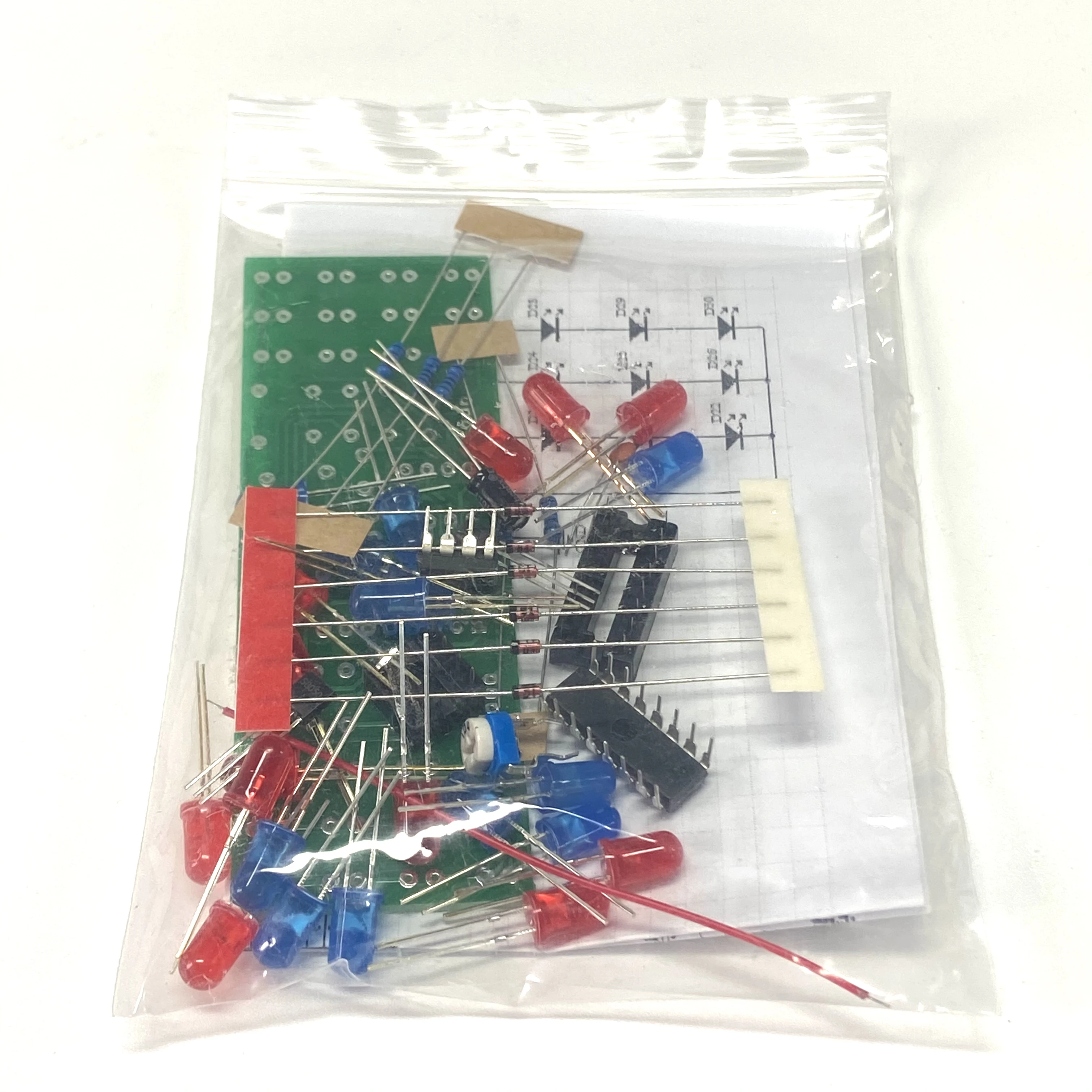 DIY czerwony niebieski podwójny kolor migające światła zestaw Strobe NE555 CD4017 praktyka nauka zestawy DIY elektroniczny apartament — zdjęcie 6