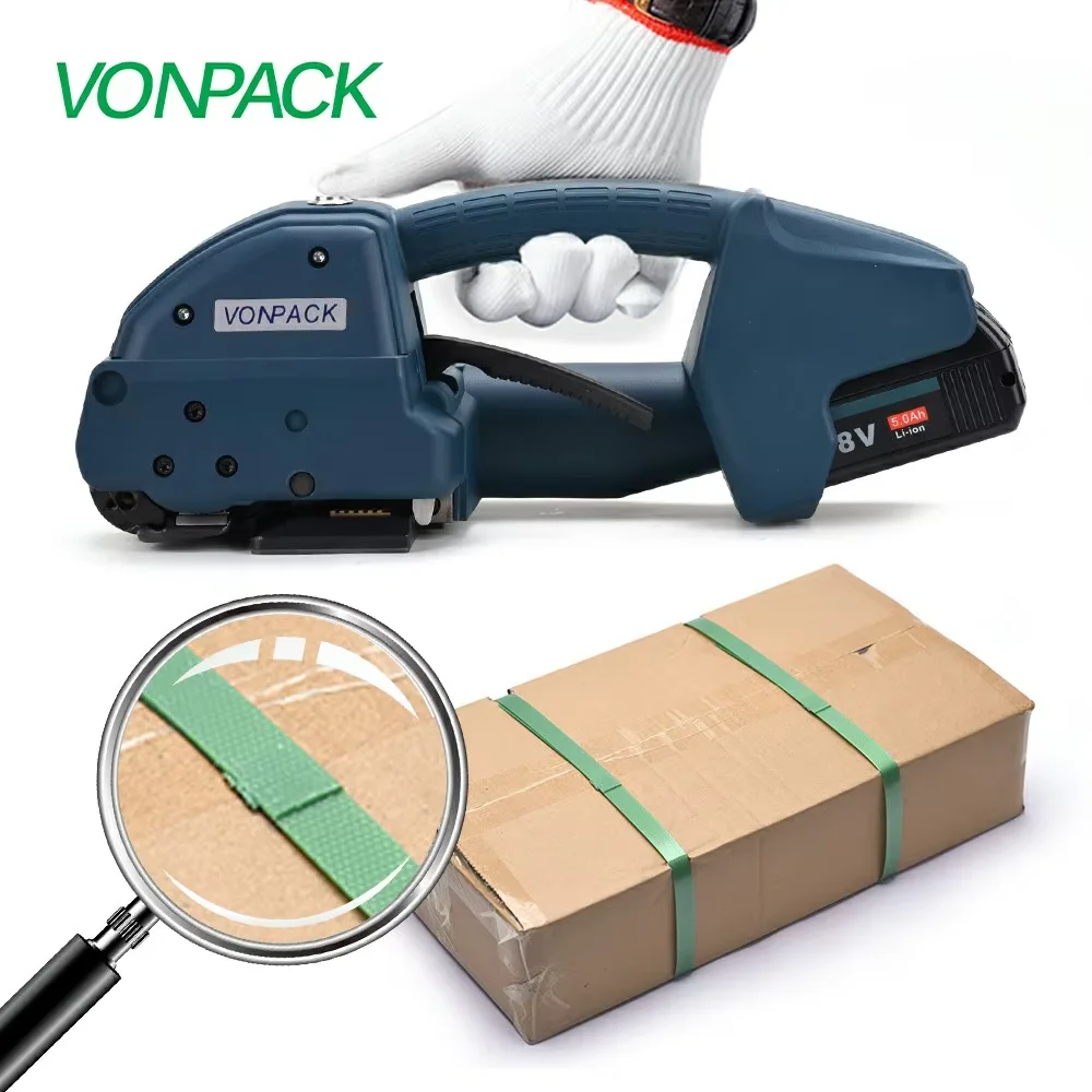 

VONPACK Q1 Handheld Electric Full Automatic Wrapping Machine Manufacture Portable Manual Strapping for Carton Box Pallet Case