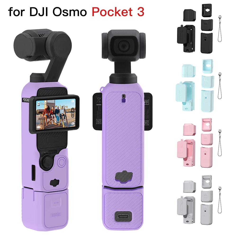 

Silicone Case for DJI Osmo Pocket 3 Gimbal Camera Anti-Scratch Handle Soft Protective Case Lens Cap for Pocket 3 Accessories