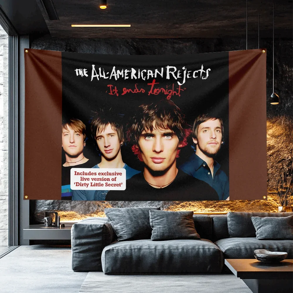 The All-American Rejects Style Rock Flag   Polyester Wall Hanging For Concert Room Decor Enthusiast Gift