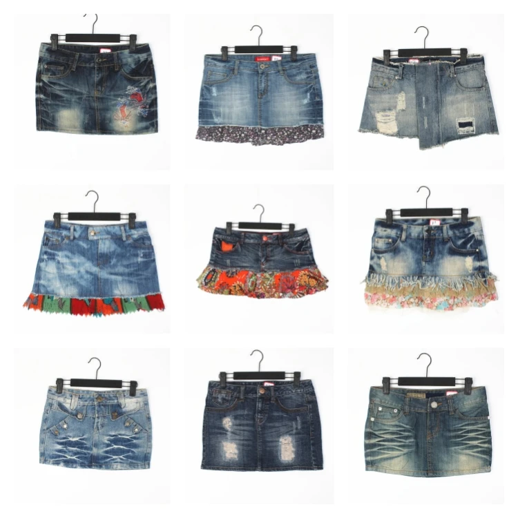

Винтажная джинсовая юбка в стиле стритвир, с эффектом потертости, для студентов, с высокой талией, А-силуэт, хлопок, ручная роспись, эффект состаривания