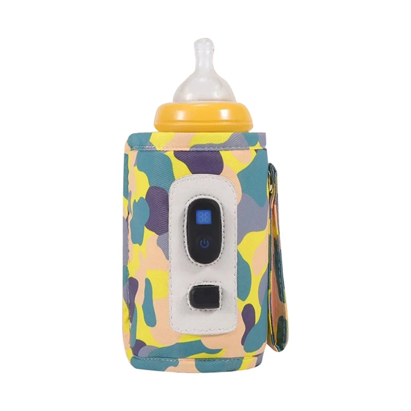 

Universal USB Milk Warmer Travel Stroller Insulated Bag Digital Display Baby Nursing Bottle Heater -Camouflage Yellow