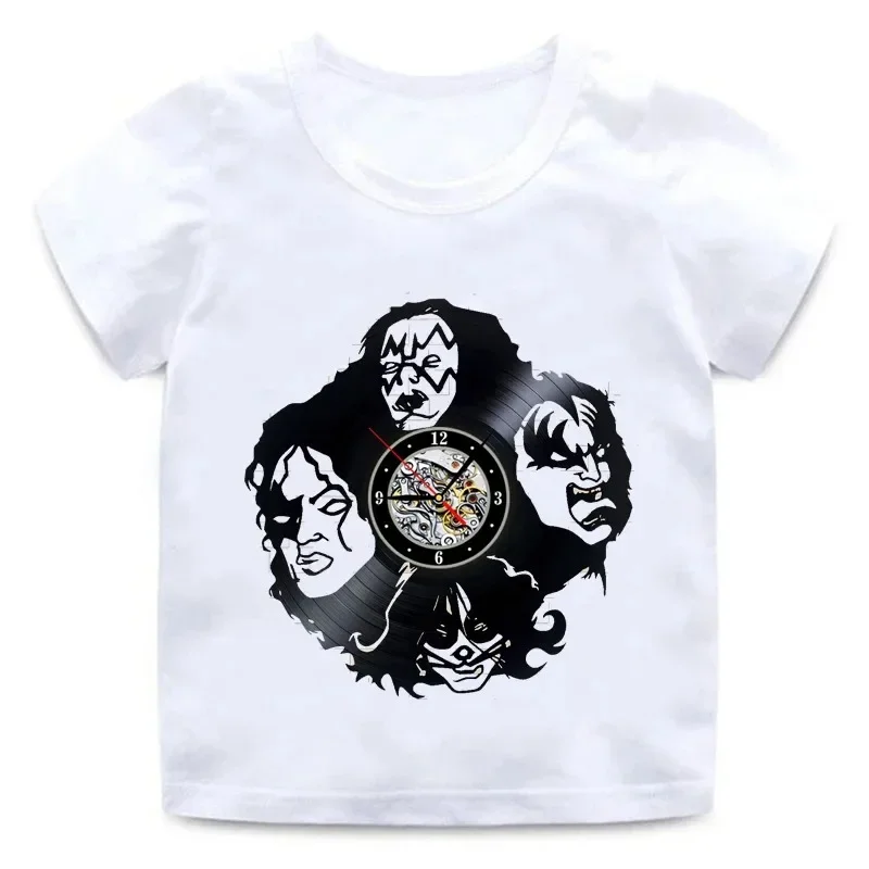 Summer Kids T-Shirt Boy Graphic Tee Blouse New Fans Kiss Rock Band Print Children Short Sleeve Universal TShirts Kawaii Clothing