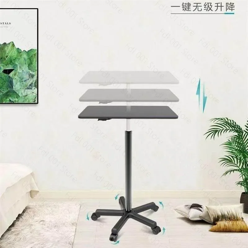 Mobile Lifting Bedside Laptop Desk With Pulley Multi‑purpose Height Adjustable Standing Table for Home Office Daily Use