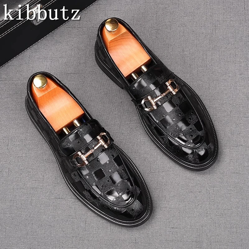 Fashion Pointed Toe Business Dress Shoes Men Meal Buckle Slip On Loafers Luxury Formal Wedding Party Oxford Shoes