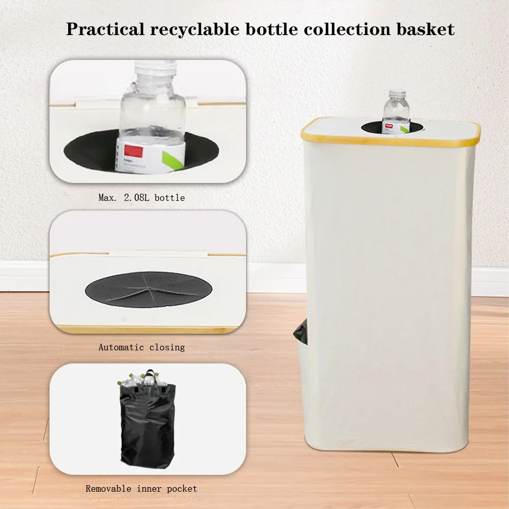 

100L Bottle Collection Container With Lid Deposit Container Bottle Collector With 2 Removeable & Reusable Inner Bags for Kitchen