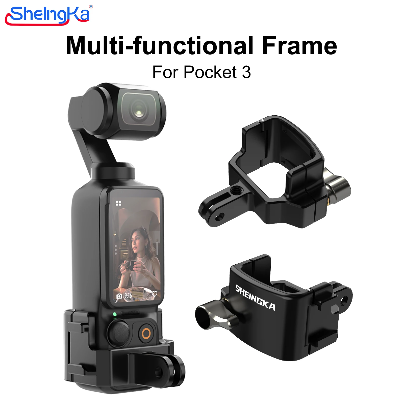 

Рамка для DJI Pocket 3 расширительный адаптер защитная рамка удлинительная ручка адаптер холодного башмака для DJI Osmo Pocket 3