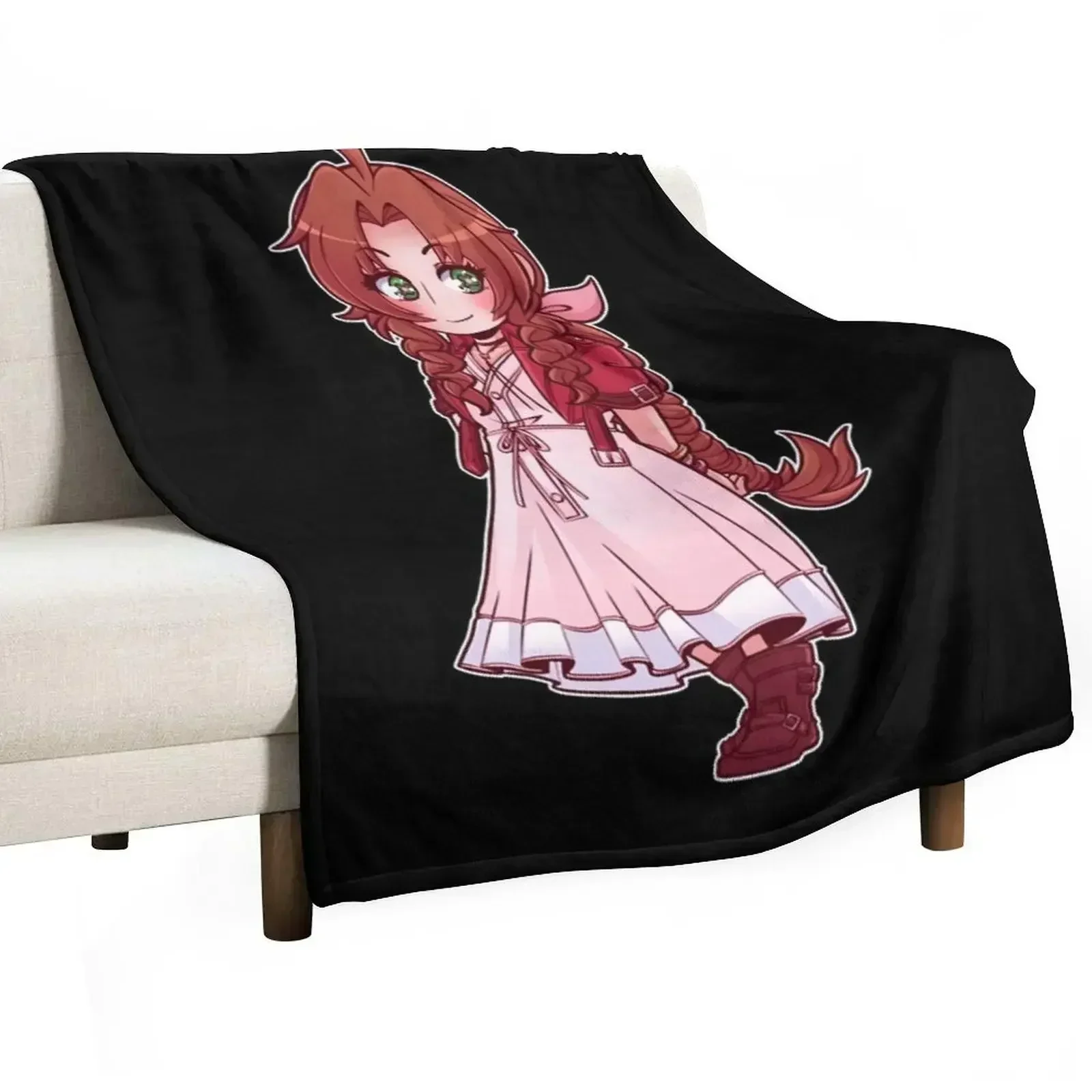 Aerith Throw Blanket Camping Vintage cosplay anime Furry wednesday Soft Plaid Blankets