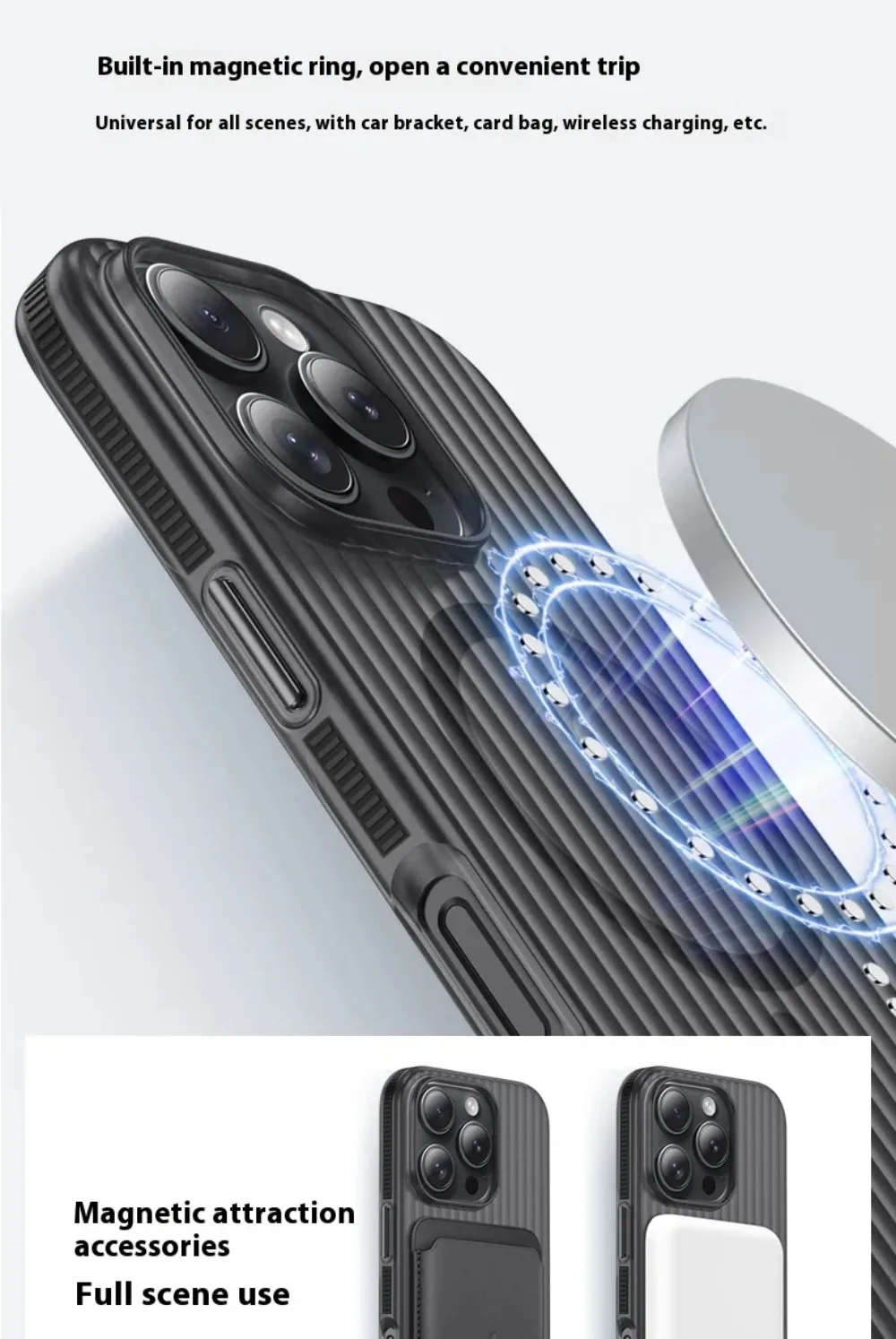 3D Corrugated For Magsafe Magnetic Phone Case For iPhone 18 17 Air 16 E 15 14 13 12 Pro Max Plus Non-slip Hard Matte Clear Cover