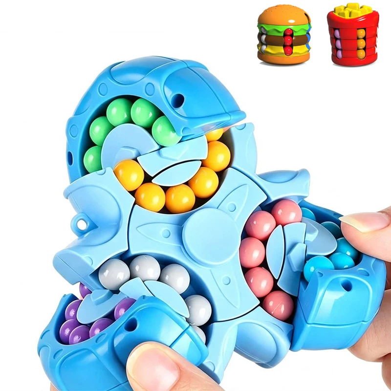 Magic Bean Rotating Brain Teaser Finger Puzzle Anxiety Stress Relief Toys For Kids & Adults IQ Challenge Mind Games Best Gifts