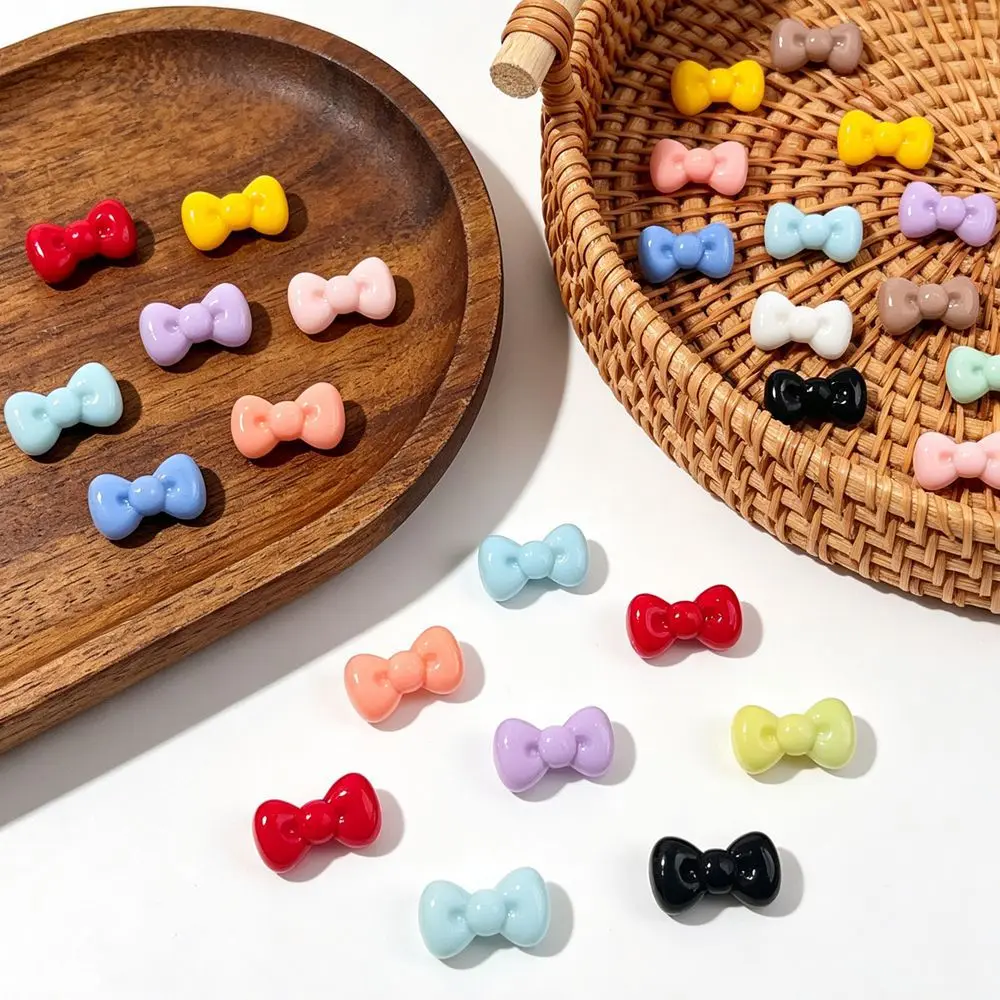 50PCS 10x18mm Acrylic Cute Solid Color Bean Bow Tie Straight Hole Beads DIY Jewelry Phone Strap Pendant Accessories