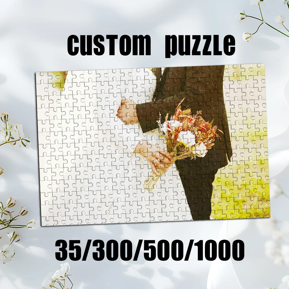35/300/500pcs marriage Romantic Custom Picture Jigsaw puzzle Mosaic Customizable Poster For Baby Toy Family Gift