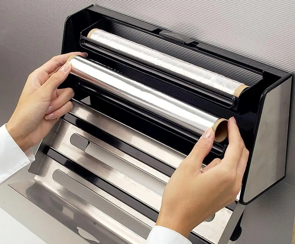 موزع ثلاثي من الفولاذ المقاوم للصدأ مع تقنية قطع خاصة، فضي/أسود