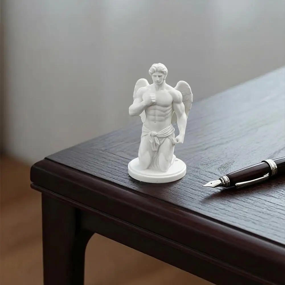 3d Printed Angel Ornament Fine Detail Figure 3d Printed Winged Angel Statue Kneeling Myth Sculpture with Detailed for Home