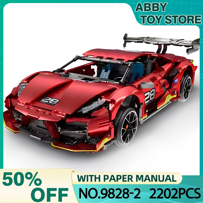 

IM.MASTER 9828-2 MOC 1:10 Technical RC Racing Sports Hypercar Model Building Blocks Bricks Puzzle Toys Christmas Gifts For Kids