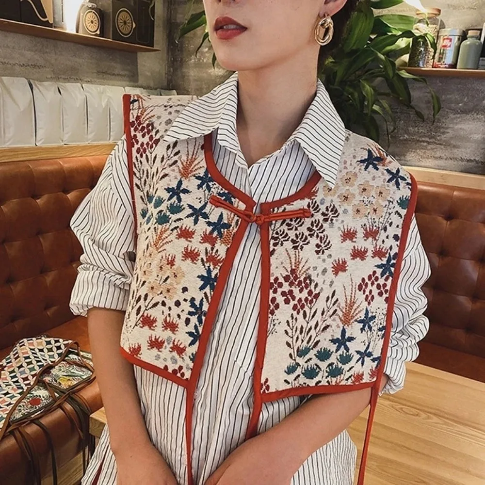 

Fashion Embroidered Shoulder Scarf Shawl Wrap Floral Laced Up Women Shawl Small Camisole Shirt Decorative