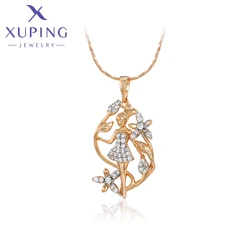 Xuping Jewelry Charm Girl Flower Copper Alloy Personality Gold Color Plated Pendant Necklace Women Trendy Gift S00125328