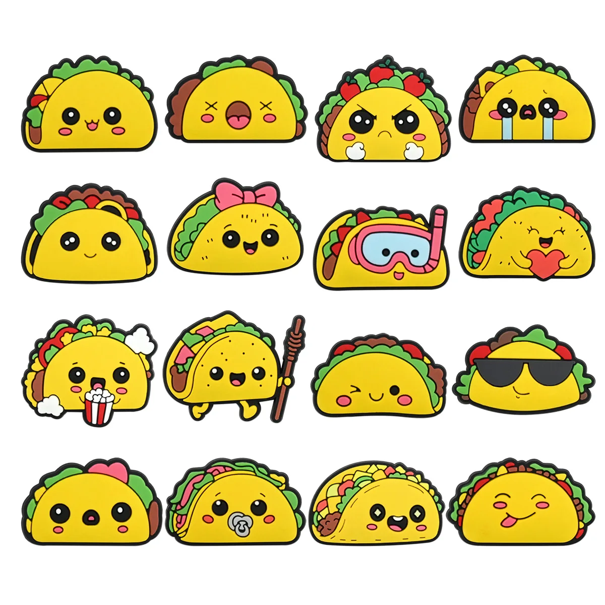 Cute Taco Hole Shoe Charms PVC Removable Clog Buckles, Cartoon Mexican Food DIY Sandal Decor Accessory Gift
