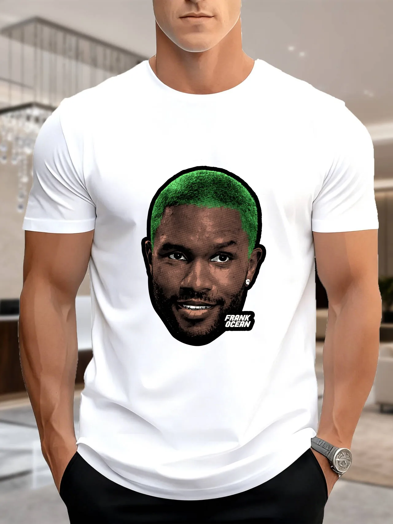 جديد وصول أزياء الرجال تي شيرت مطبوع العصرية الأخضر الموهوك تصميم 100% القطن الراحة صالح أنيق الشارع الشهير الأساسية لسو #2