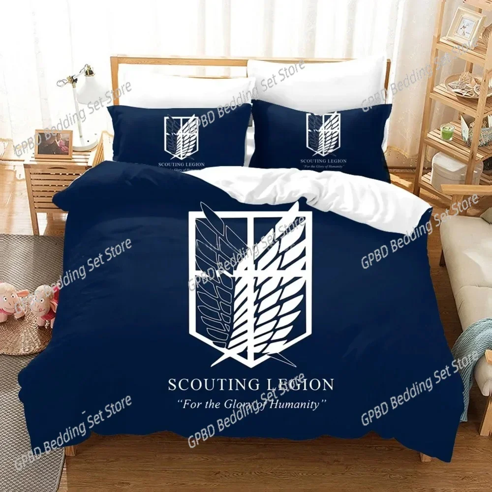 3D Printed Attack On Titan AOT Comfortable Duvet Quilt Cover Pillowcase Bedding Set Children Bedroom Decoration Home Textile