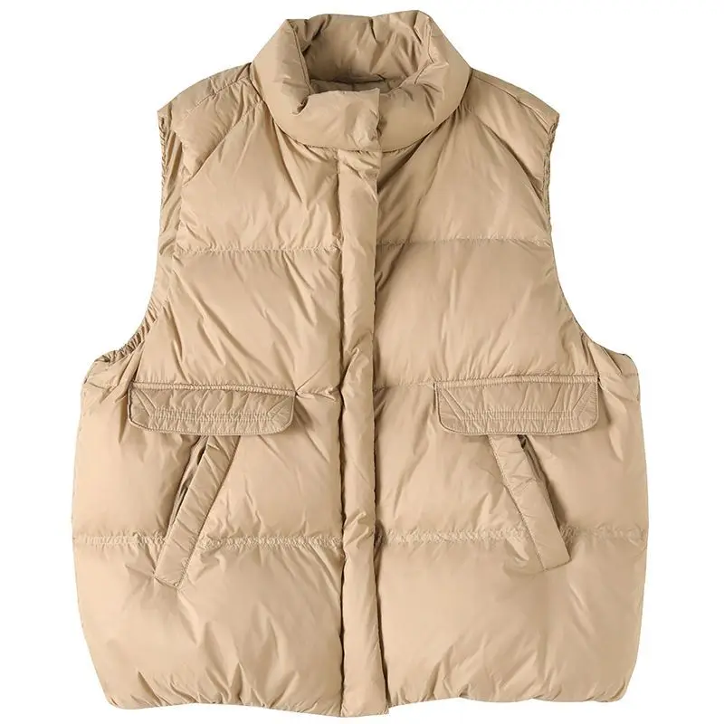 Outono e inverno novo colete feminino para baixo colete sem mangas com gola