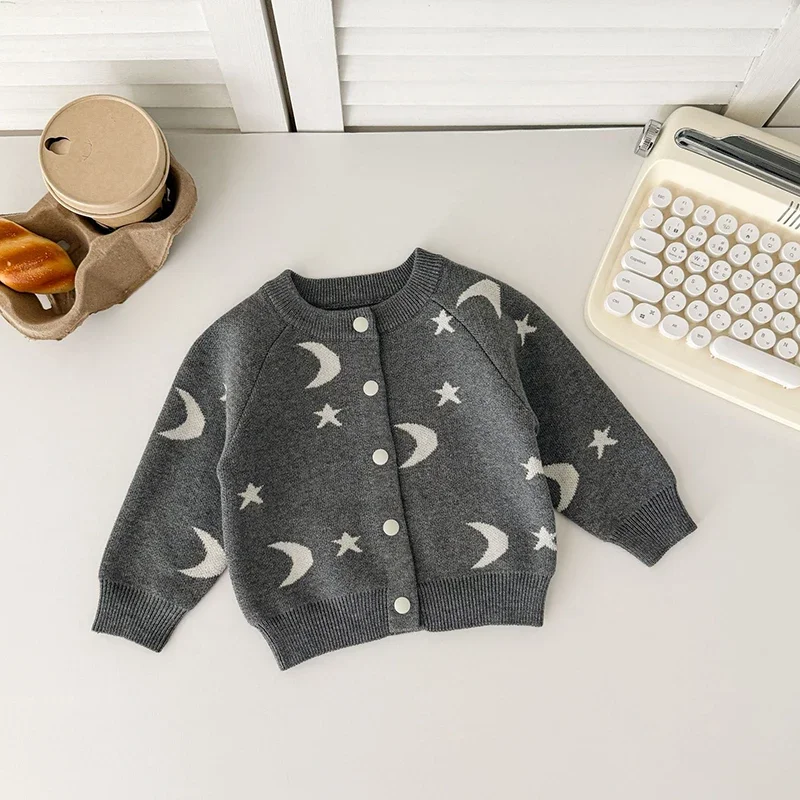 2025 New Autumn 0-3Yrs Baby Clothing Suit Long Sleeved Knit Printing Cardigan+Jumpsuit Toddler Baby Girl Boys Clothes Set