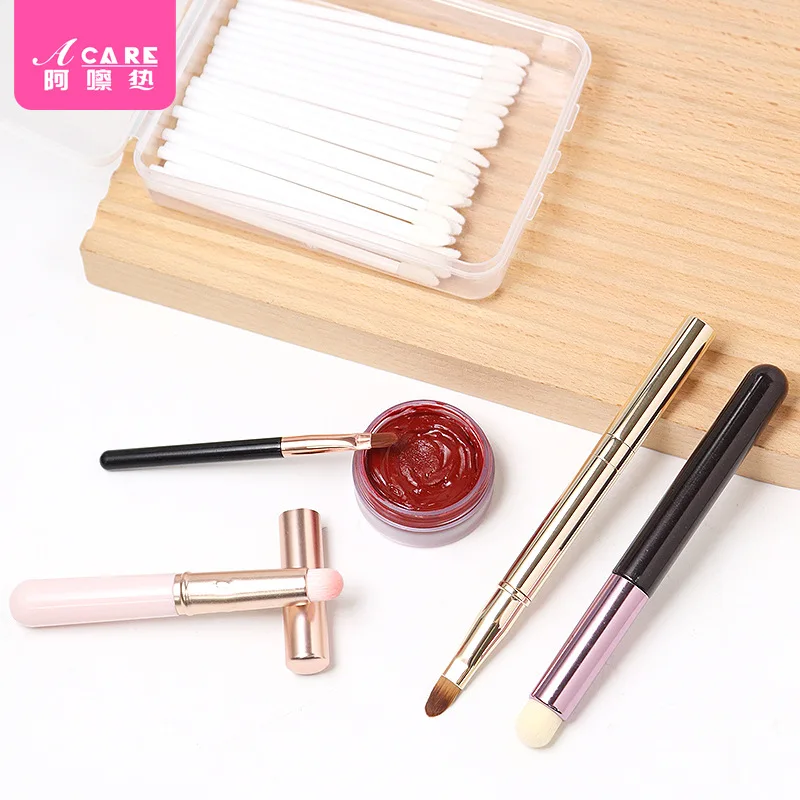 Brosse à lèvres D1-round tête rouge à lèvres brosse pinceau de maquillage pour les lèvres fille pinceau à taches pour les lèvres pinceau de beauté pour débutant