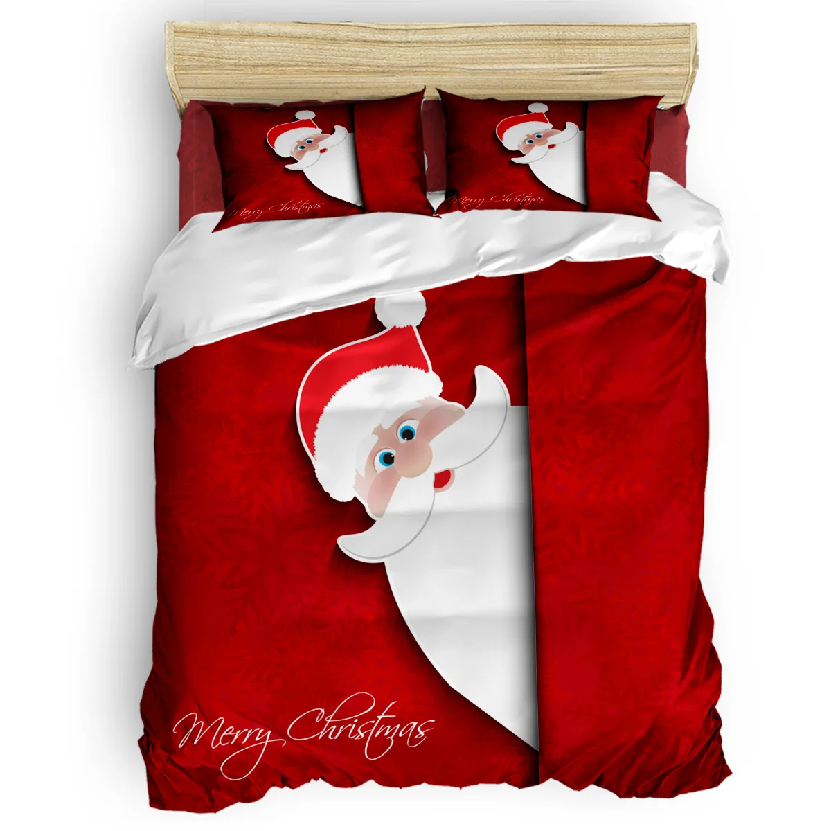 Christmas Theme Santa Claus Letters Duvet Cover Set Warm and comfortable 2/3/4pcs Bedding Set Bed Sheet Pillowcases Cover Set