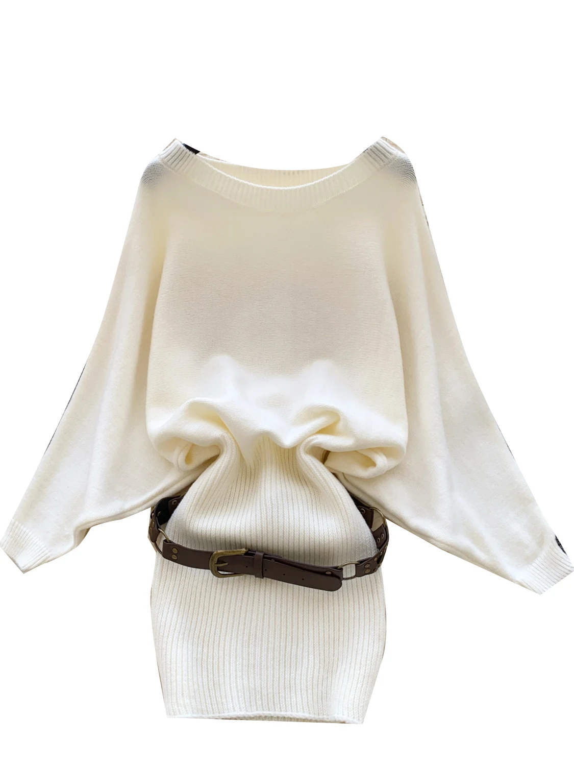 ピュアデザイア ハイウエスト ニット バットウィング スカート ベルト付き レディース 通勤 スタイル Aライン スカート ボディコン