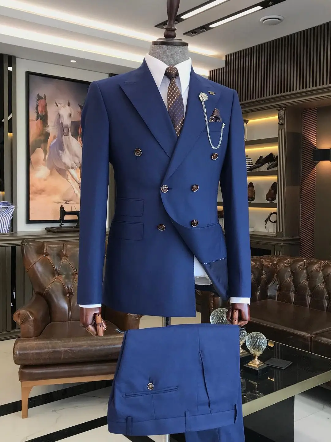 Designer Männer Hochzeits anzug Zweireiher Smoking für männliche Spitze Revers Bräutigam tragen Terno Masculino Slim Fit 2 Stück (Jacken hose)