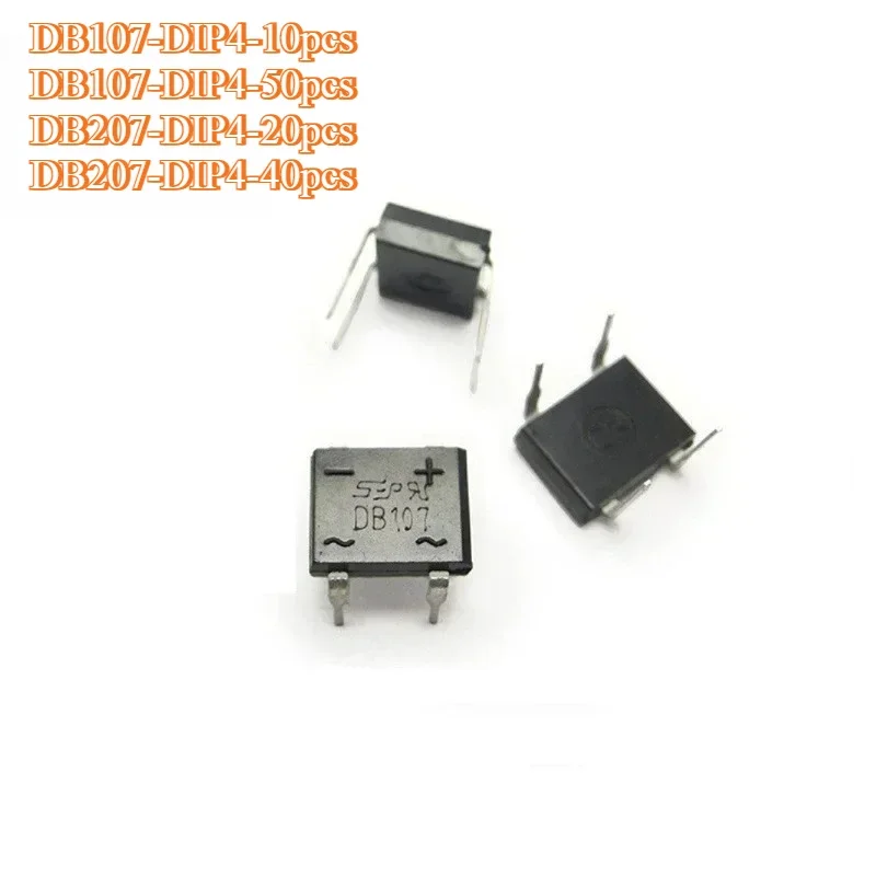 10PCS 20PCS 40PCS 50PCS Rectifiers DB107 DB207 Rectifier Diode DIP4 Diode Bridge Rectifier 1A 1000V