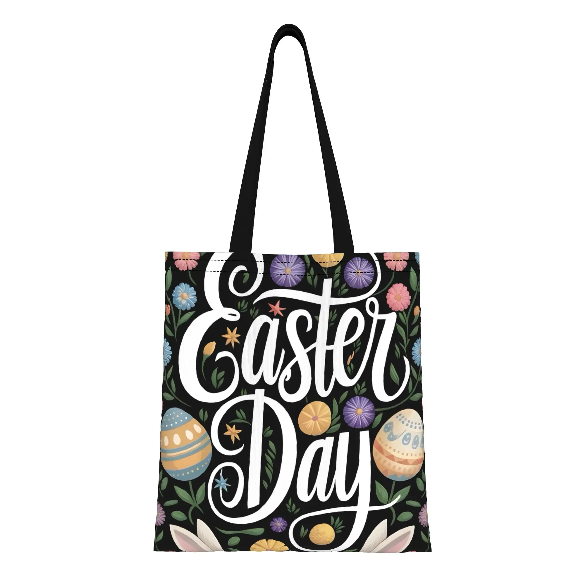 1PC Blossom Season Canvas Tote Bag Easter Bunny Vibes Canvas Tote Bag Perfect for Shopping Grocery Travel & Outdoor