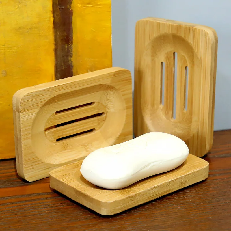 1 Pc Bamboo Wooden Soap Dish, Bar Soap Holder Soap Tray for Shower Bathroom Kitchen Sink Drainer