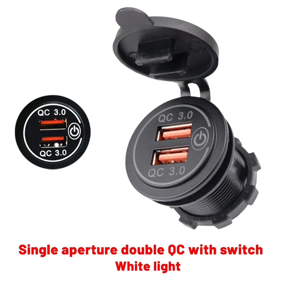 

12V 36W Quick Charge 3.0 Dual USB Car Charger USB Fast Charger with Switch for Boat Motorcycle Truck Sedan