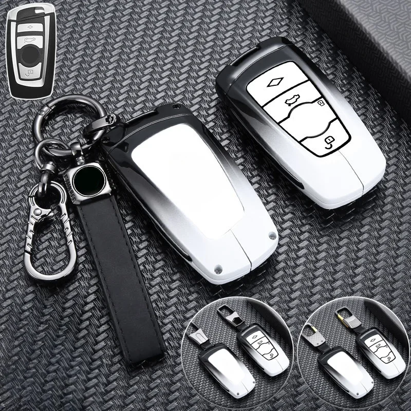 Zinc Alloy TPU Car Remote Smart Key Fob Case Cover Holder Bag With Keychain For BMW 1 2 3 4 5 6 7 X1 X2 X3 X4 X5 X6 X7 F10 F30