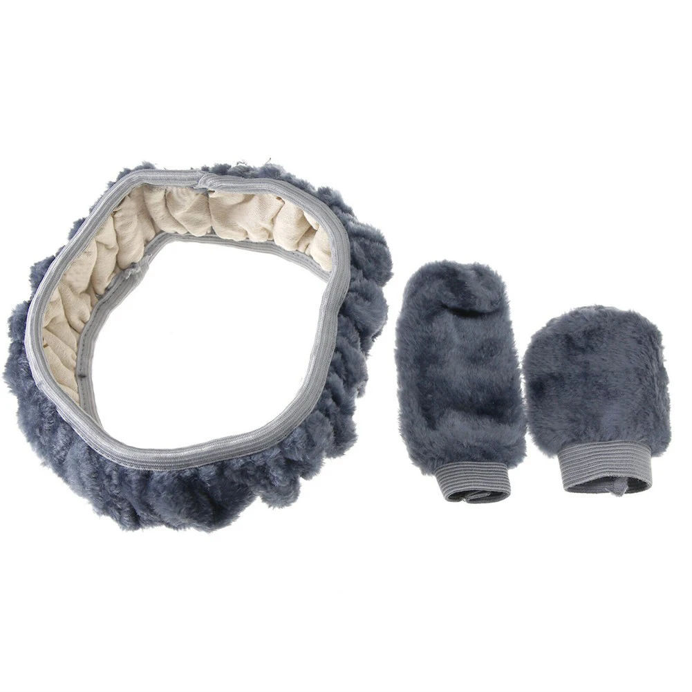 Enjoy Maximum Comfort with Thick Winter Steering Wheel Plush Cover Upgrade Your Driving Experience 3 Piece Kit