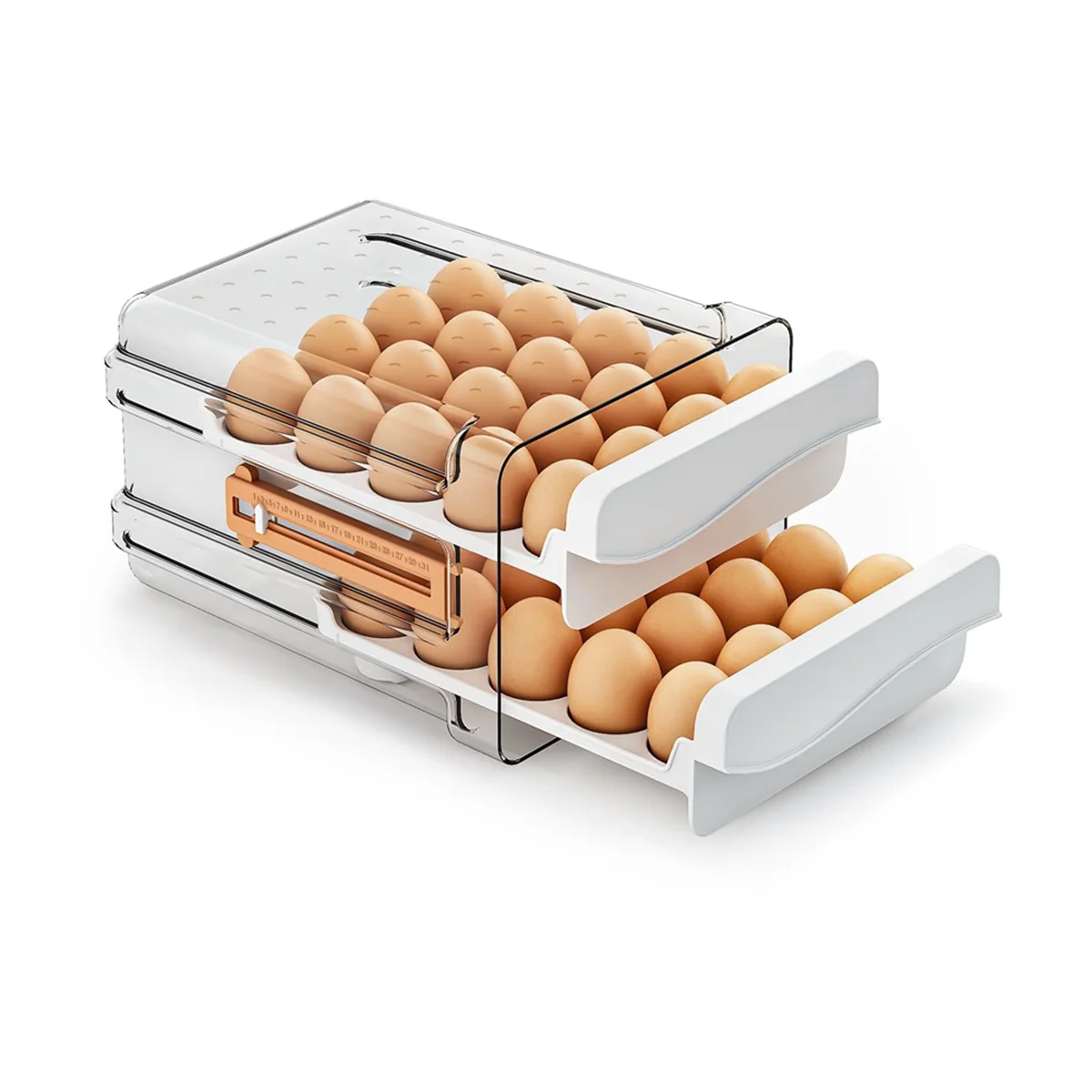 Egg Container for Refrigerator 40 Count,Large Capacity Egg Organizer for Fridge, Transparent Egg Holder for Refrigerator