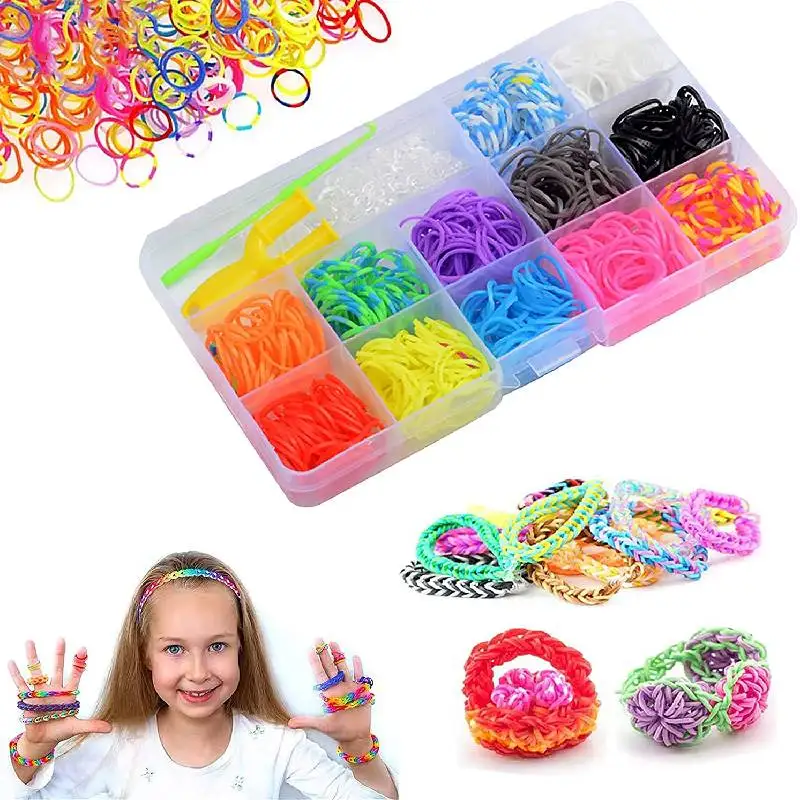 

600pcs Loom Bands Colorful Loom Rubber Bands Set 12 Colours DIY Rubber Bands Bracelet Making Kit Gift for Girls Kids Art Craft