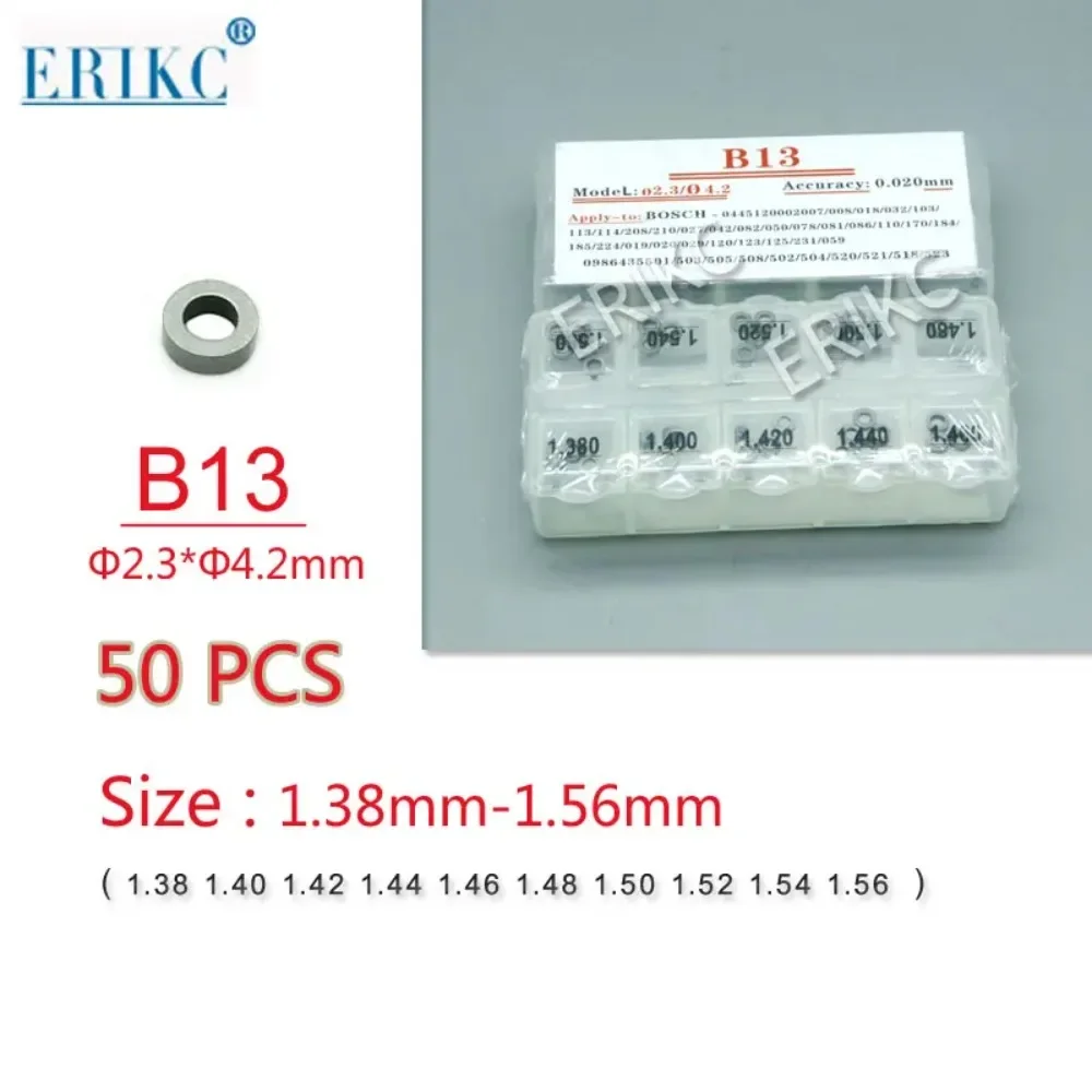 ERIKC B13 Injectors Adjust Shim O Ring and CR Injector Armature Lift Adjusting Shim, Spacer Shim Gasket Size From 1.38-1.56mm