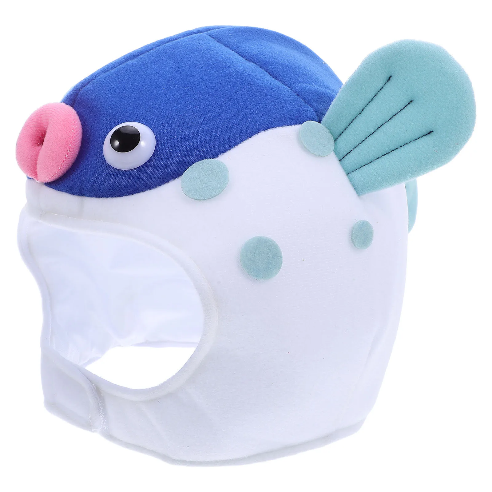 Gorro de pez globo, sombrero de dibujos animados azul ajustable, accesorios para fotos de fiesta de Cosplay para niños y adultos, accesorio de Halloween, diversión para Festival