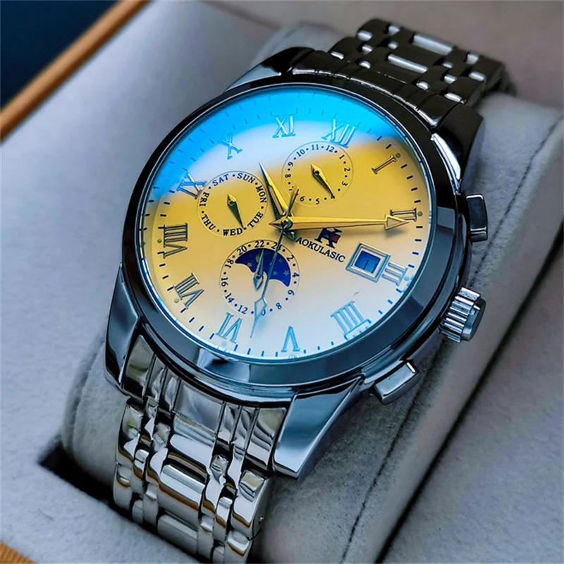 AOKULASIC Men Wristwatch Automatic Mechanical Military Sport Photochromic Glass Male Clock Top Brand Luxury Original Watch 539