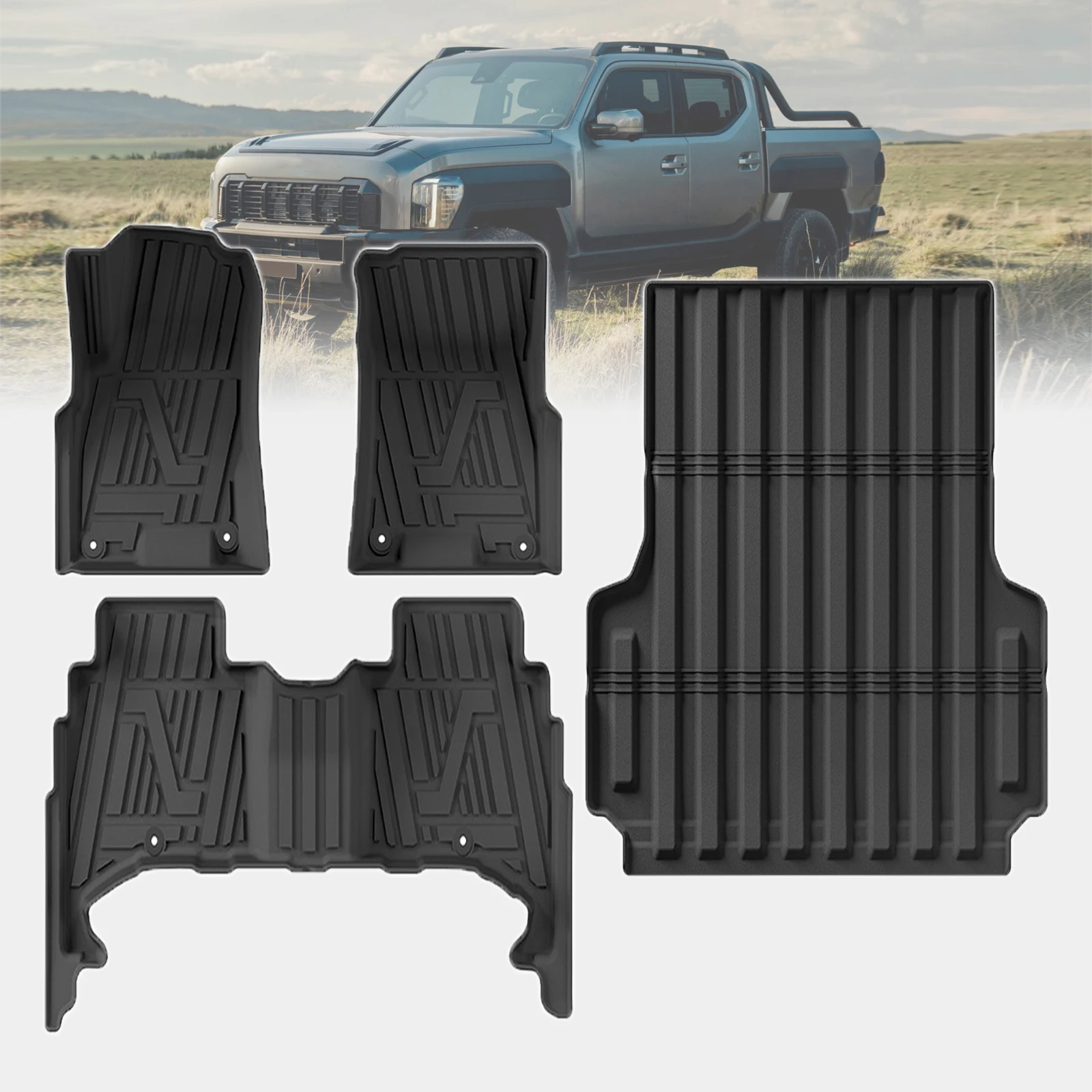 

for KIA Tasman 2025 2026 Waterproof TPE Car Mats 3D Laser Scanning Perfect Fit Odorless Accessories Easy Clean