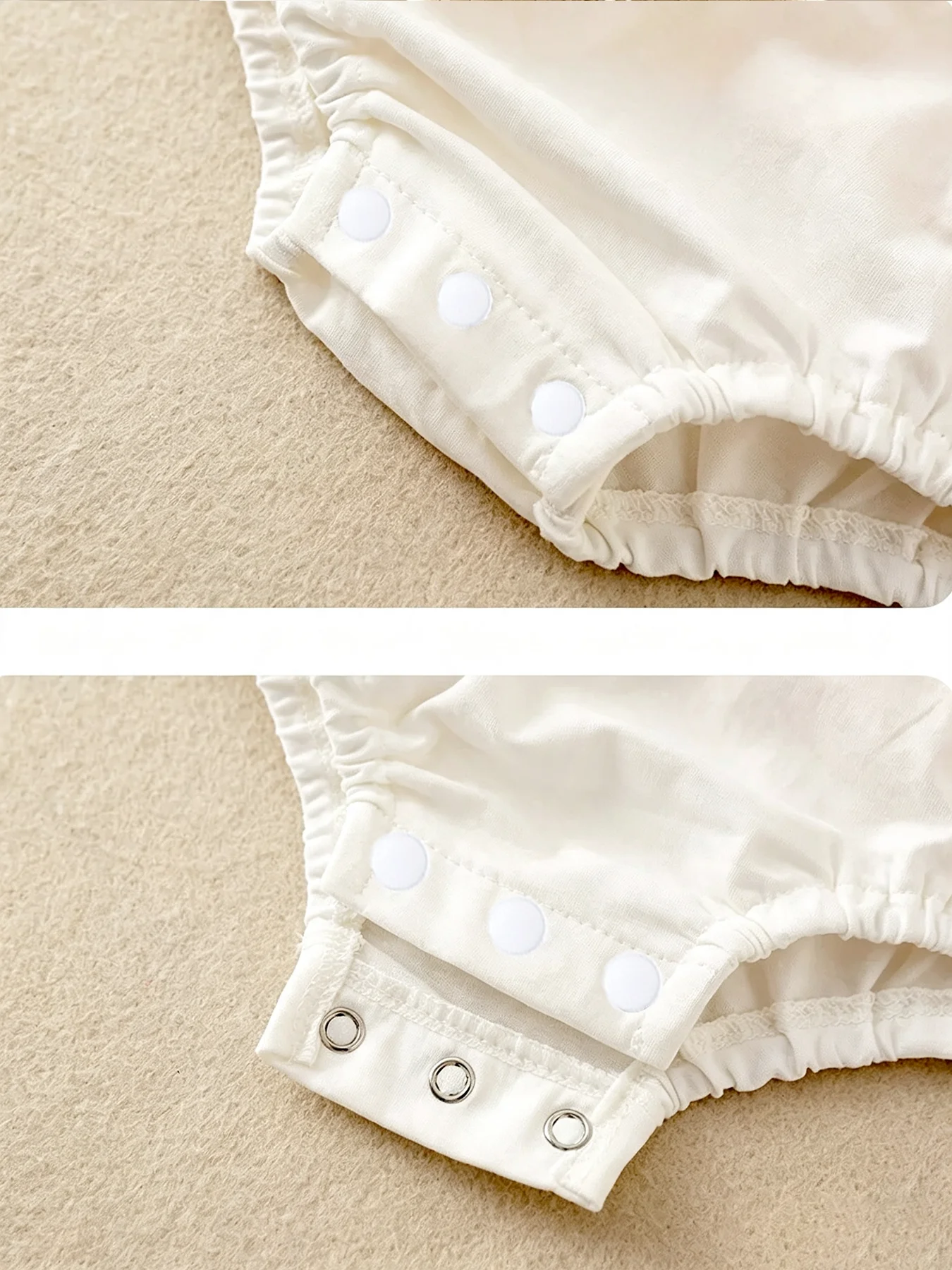 Baby-Strampler mit dreieckigem Schnitt und Fried-Egg-Motiv, passend dazu ein Haarband – ideal für Frühling/Sommer – für Babys von 0–12 Monaten – ein süßes Baby-Outfit für zu Hause. – Detail 6