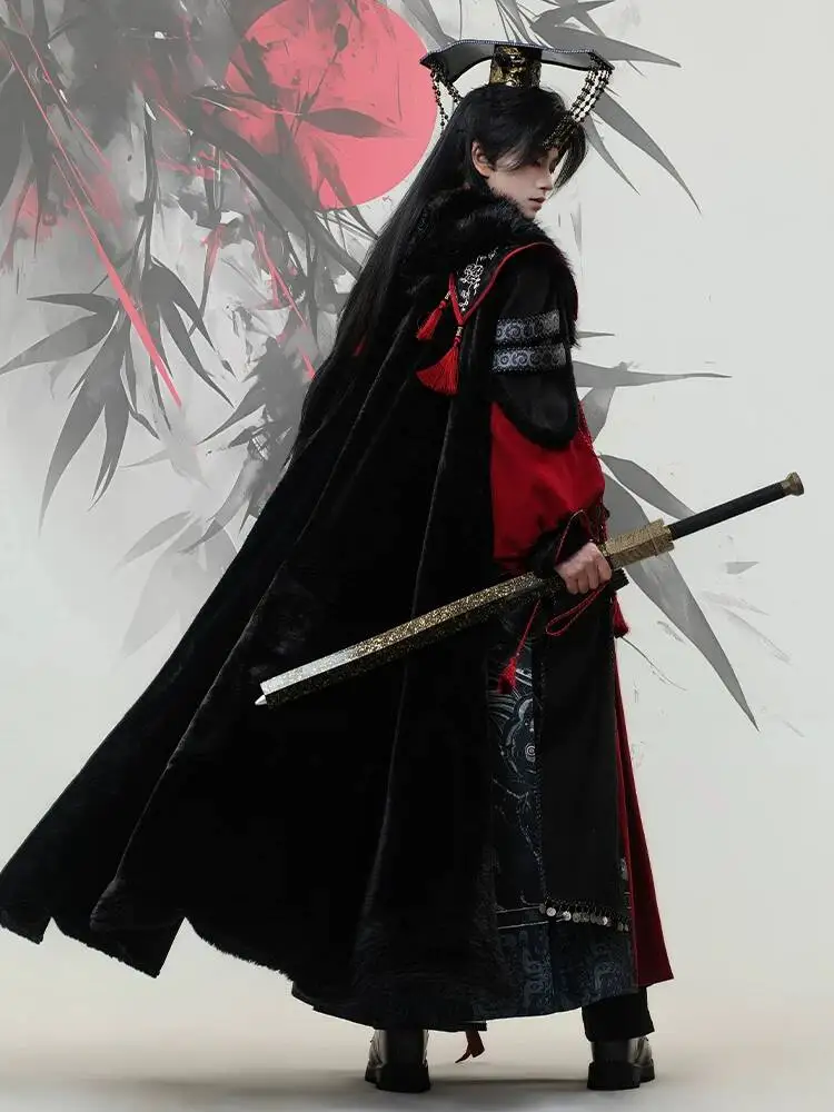 

Lu Wu Huayue Shifeng Winter Cape Ancient-Style Prince Look Youthful Ancient Costume Cross-Collar Hanfu National Style