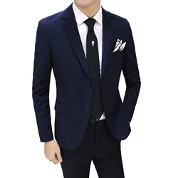 Elegant Man Suit (Blazer+ Pants) Men's Fashion Business Korean Version Slim-fit Wedding Professional Gentleman Suit  Suit Men