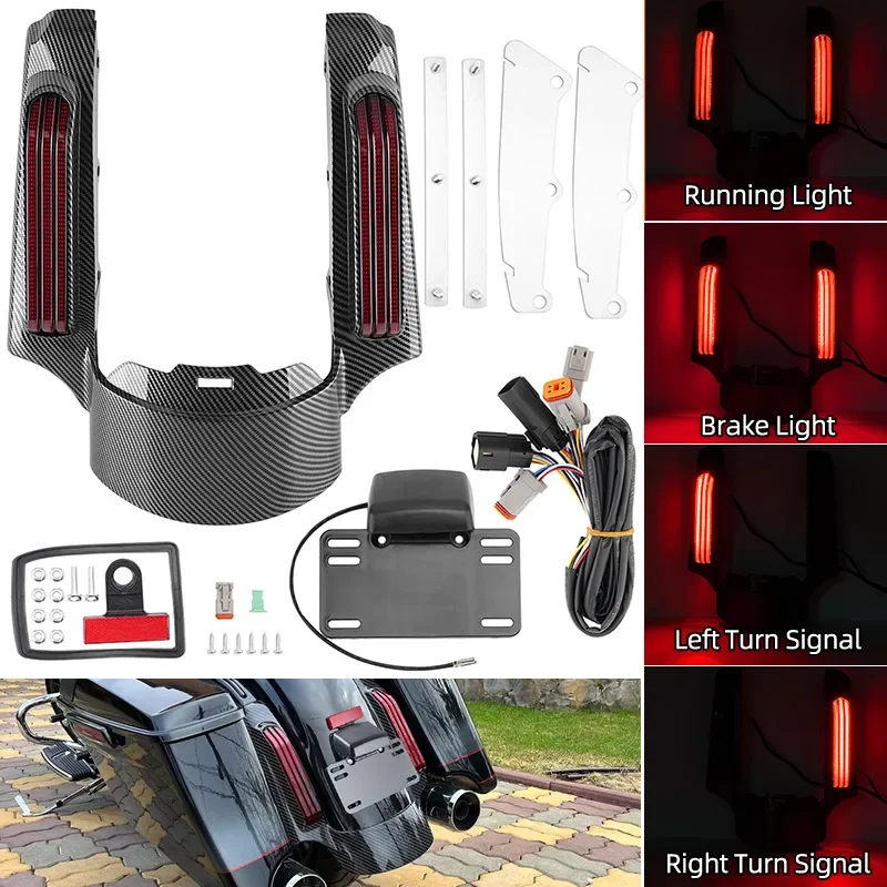 

1 Set Motorcycle LED Turn Signal Tail Light Rear Fender Extension Fascia For Harley Touring Electra Street Glide FLTRX 2014-UP