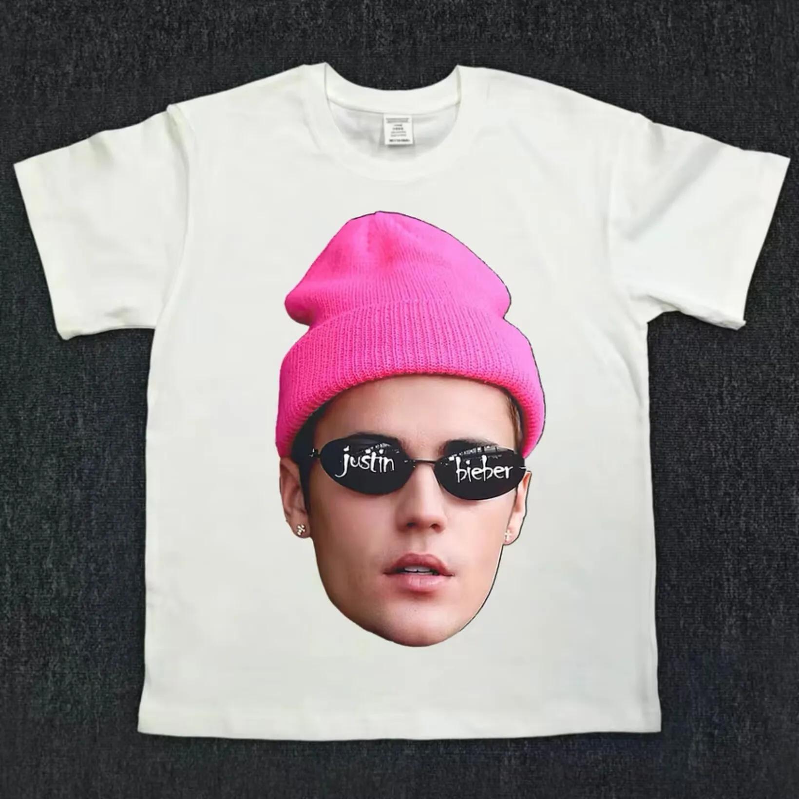 2025 Women Justin Bieber Men's and Women's Tshirt American Color Headgear Street Hip Hop Cotton Short Sleeve Women T-Shirt Top