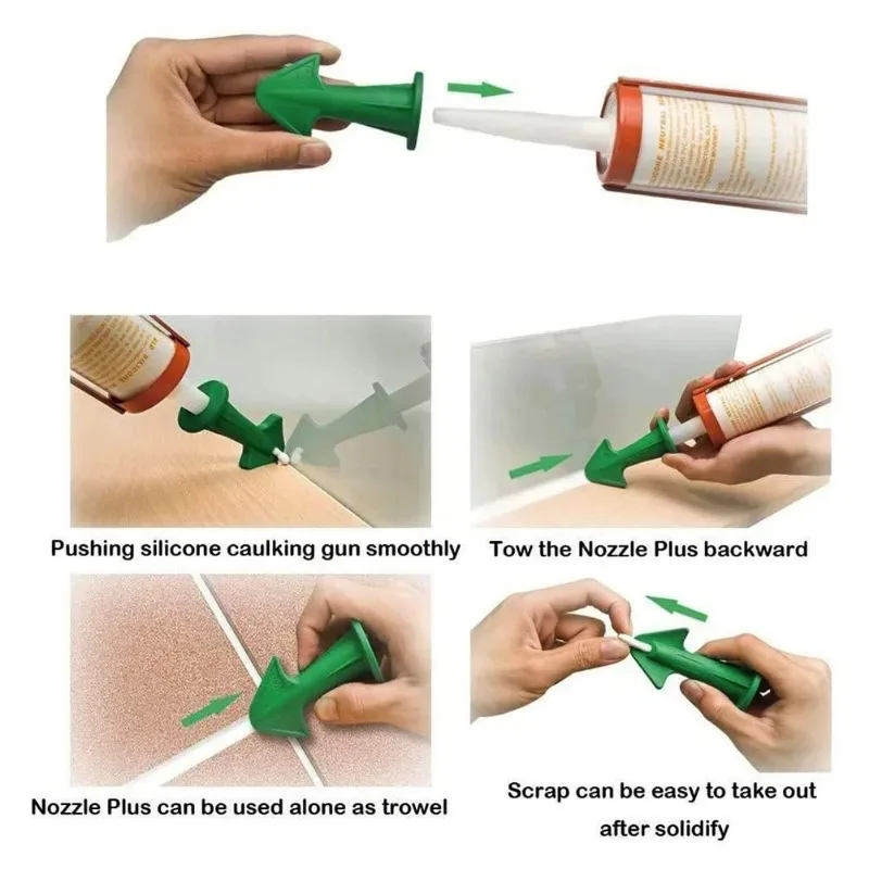 3pcs Multi-functional Sealant Nozzle Scraper Floor Caulking Tools Silicone Sealant Nozzles Kit Home Improvement Set Grout Tool