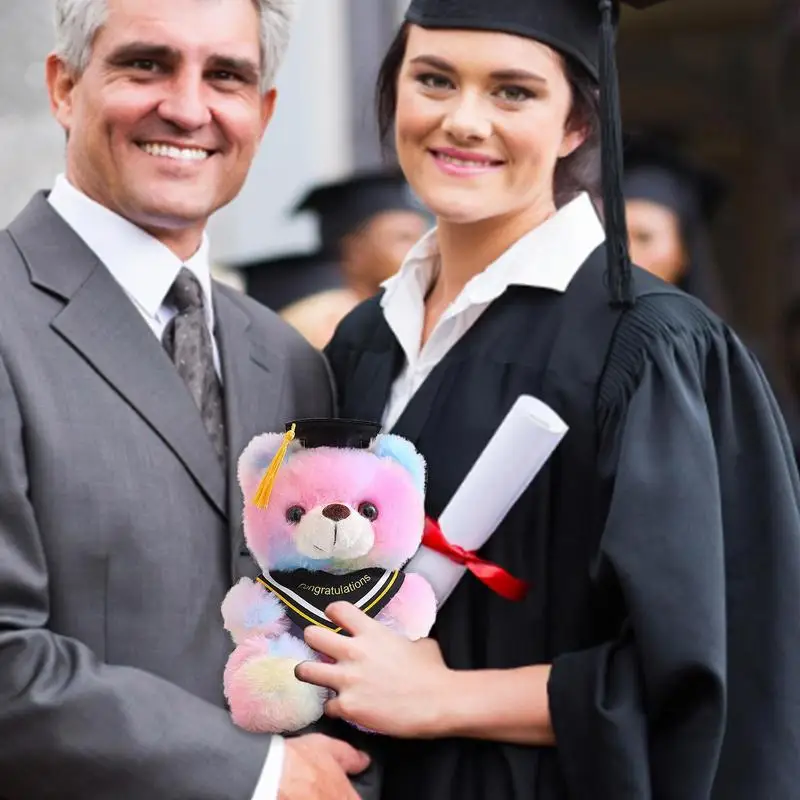 Cute Graduation Plush Bear Toy With Grad Caps Soft And Comfortable Stuffed Animal Bear Plushie Decor Toy Gift For Kids Adults